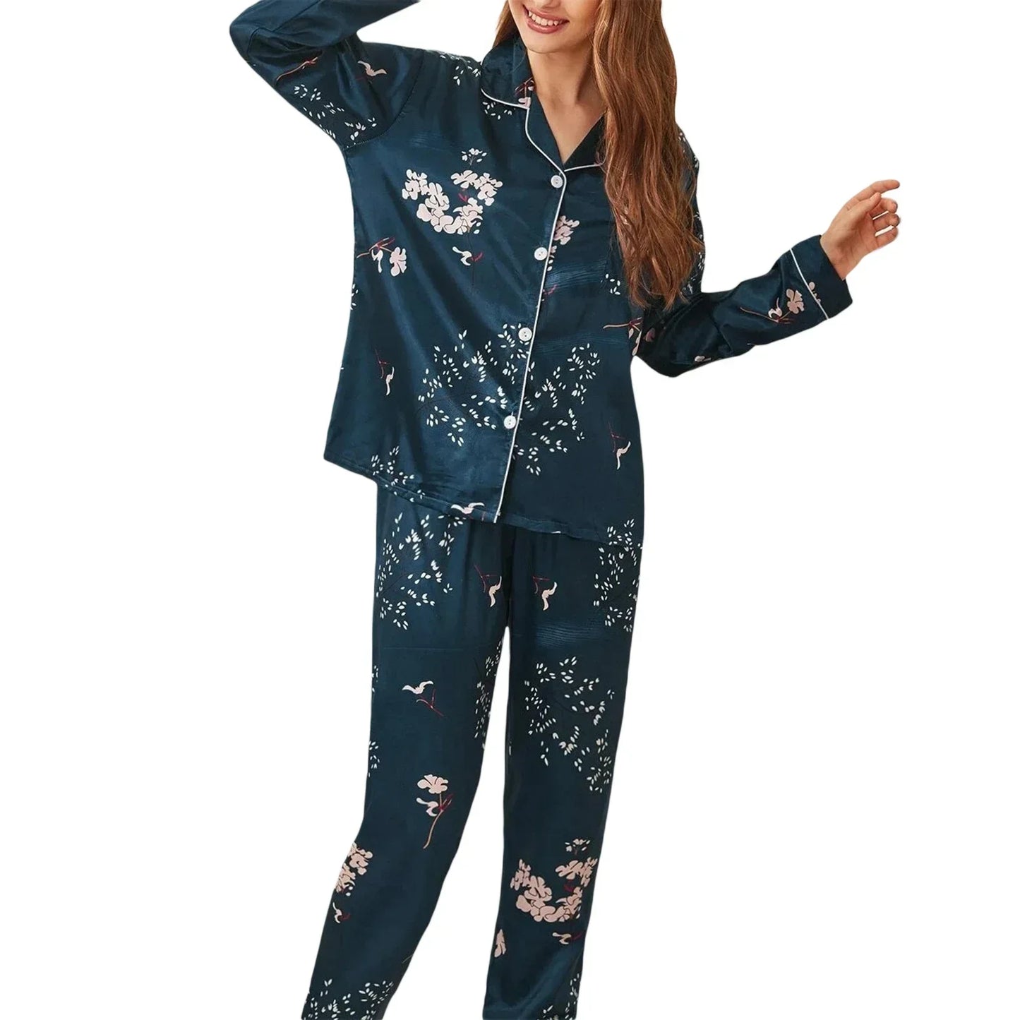 Women's 2 Piece Satin Pajamas