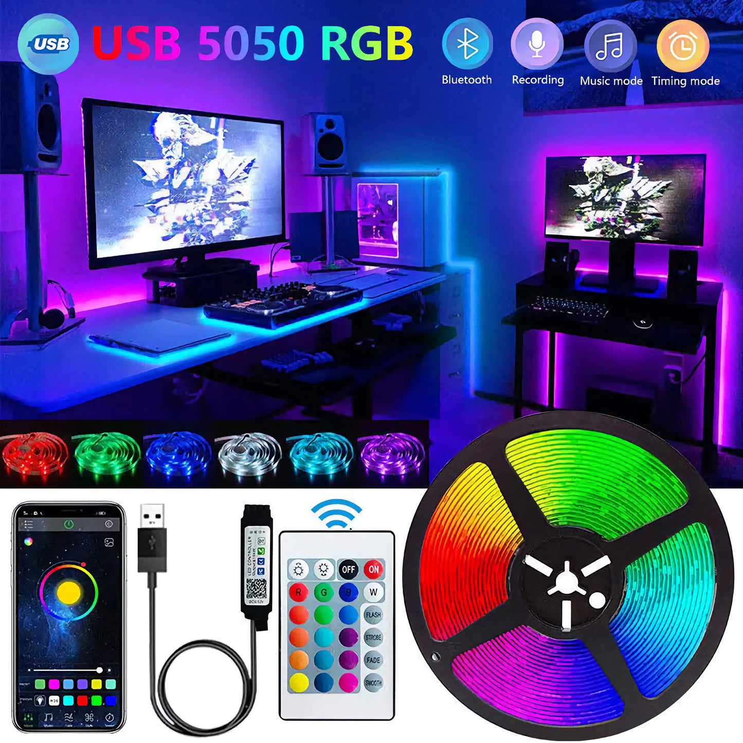 Led Bluetooth Light Strips in room