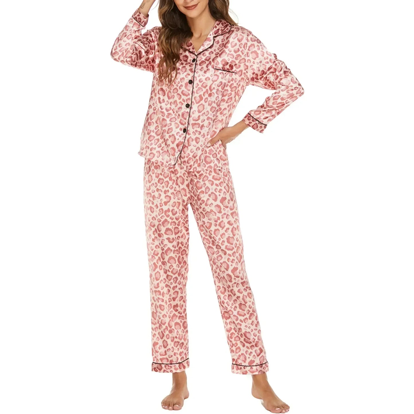 Women's 2 Piece Satin Pajamas
