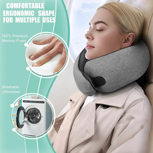 Gray Neck Support Travel Pillow