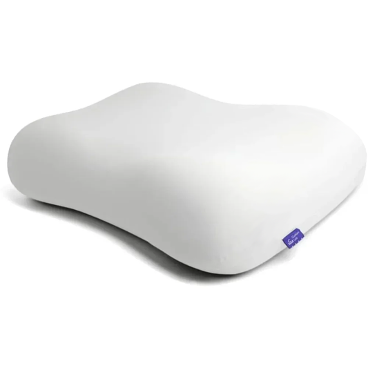 White ergonomic pillow on a white background